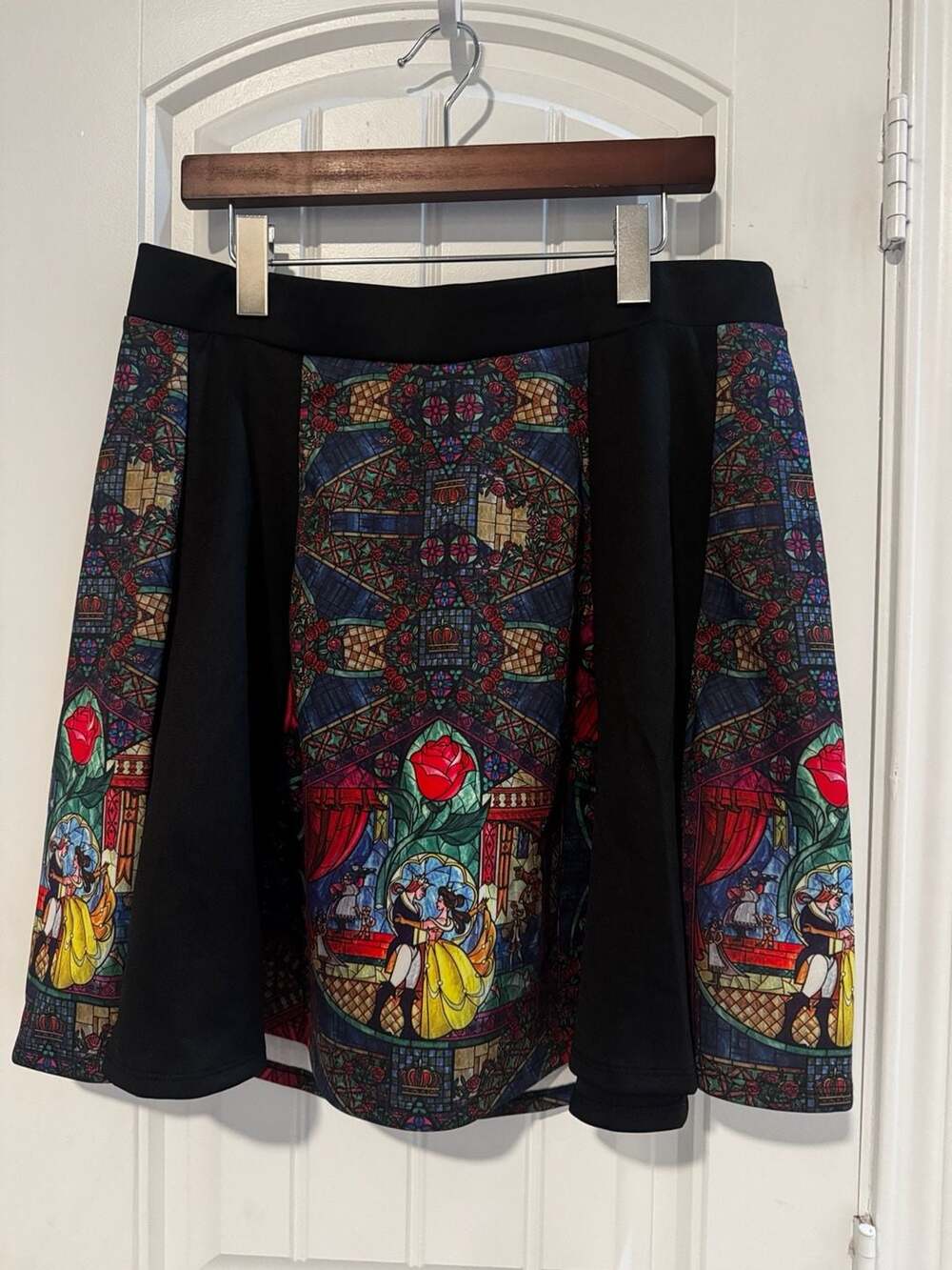 Torrid Disney Beauty and the Beast Stained Glass Skater Skirt nwt